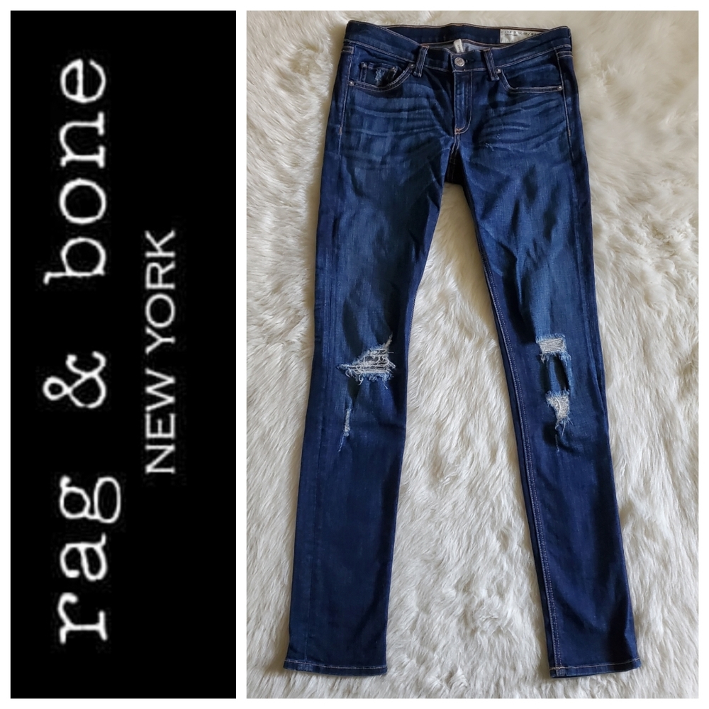 Rag & Bone for Intermix Skinny Destroyed Jeans with Holes Size 27